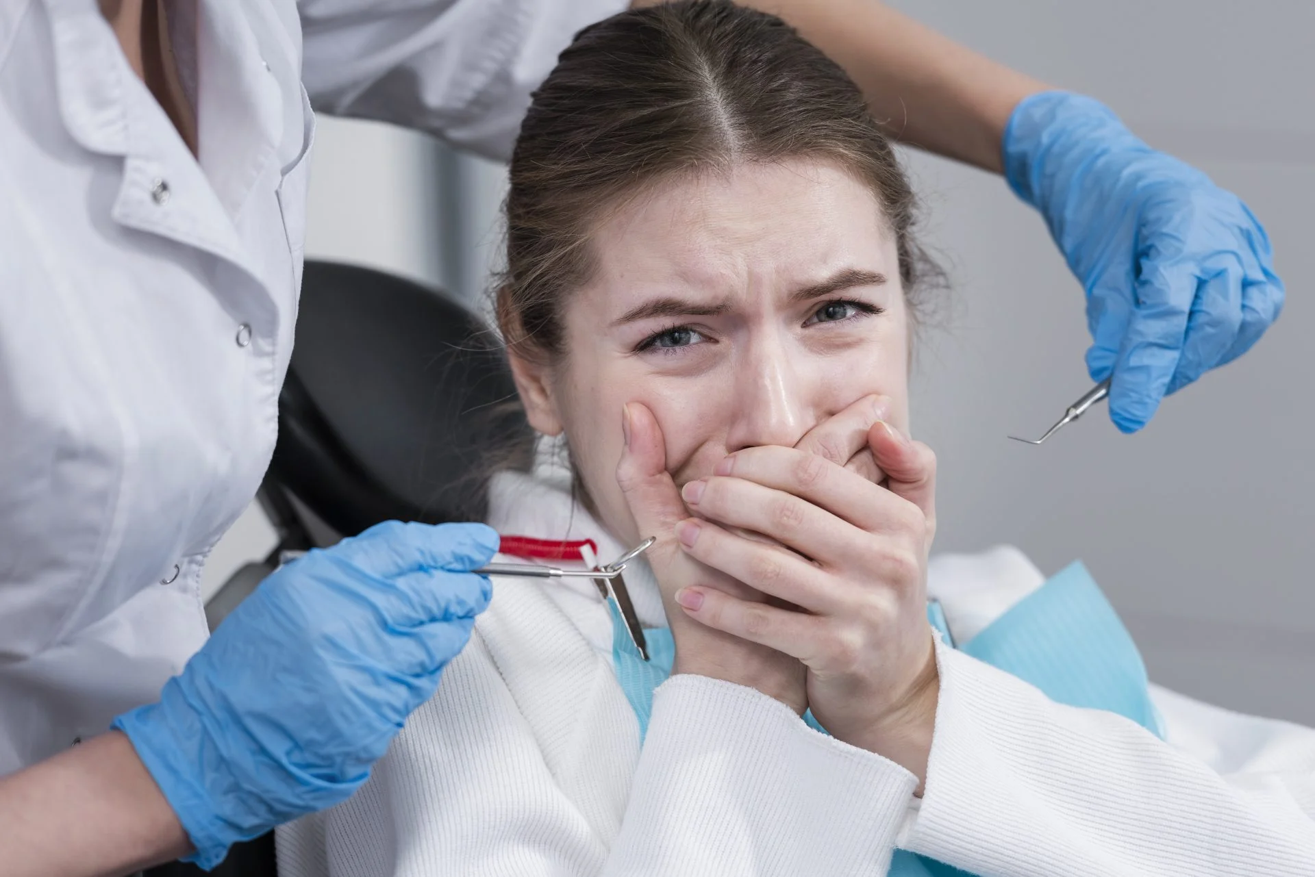 close up sad woman with toothache